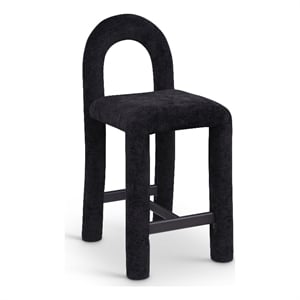 Meridian Furniture Amari Black Chenille Fabric Stool