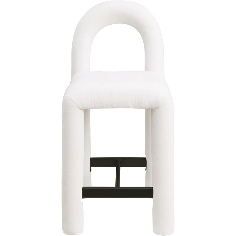 Meridian Furniture Amari Cream Chenille Fabric Stool
