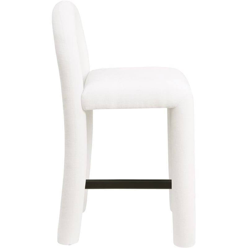 Meridian Furniture Amari Cream Chenille Fabric Stool