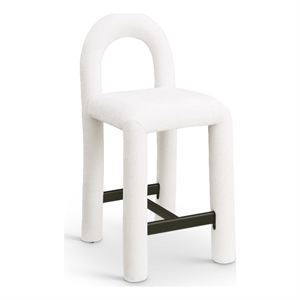 Meridian Furniture Amari Cream Chenille Fabric Stool