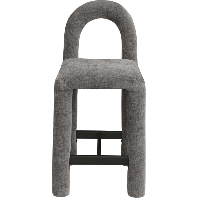 Meridian Furniture Amari Grey Chenille Fabric Stool