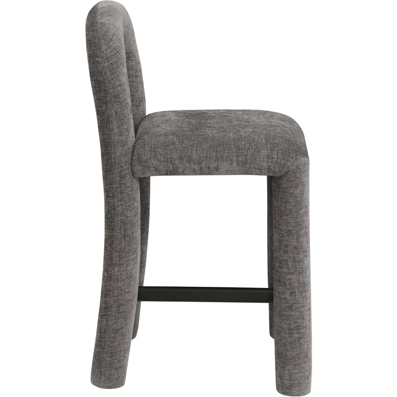 Meridian Furniture Amari Grey Chenille Fabric Stool
