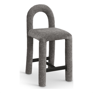 Meridian Furniture Amari Grey Chenille Fabric Stool