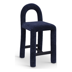 Meridian Furniture Amari Navy Chenille Fabric Stool