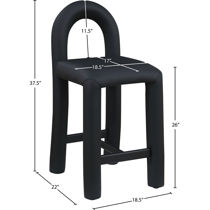 Meridian Furniture Amari Black Vegan Leather Stool