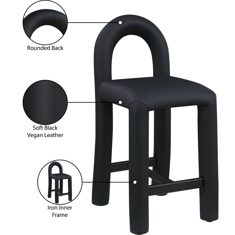 Meridian Furniture Amari Black Vegan Leather Stool