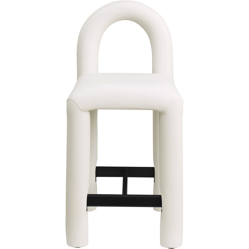 meridian furniture amari cream vegan leather stool
