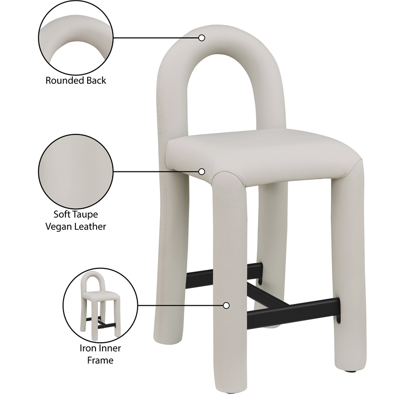 Meridian Furniture Amari Taupe Vegan Leather Stool