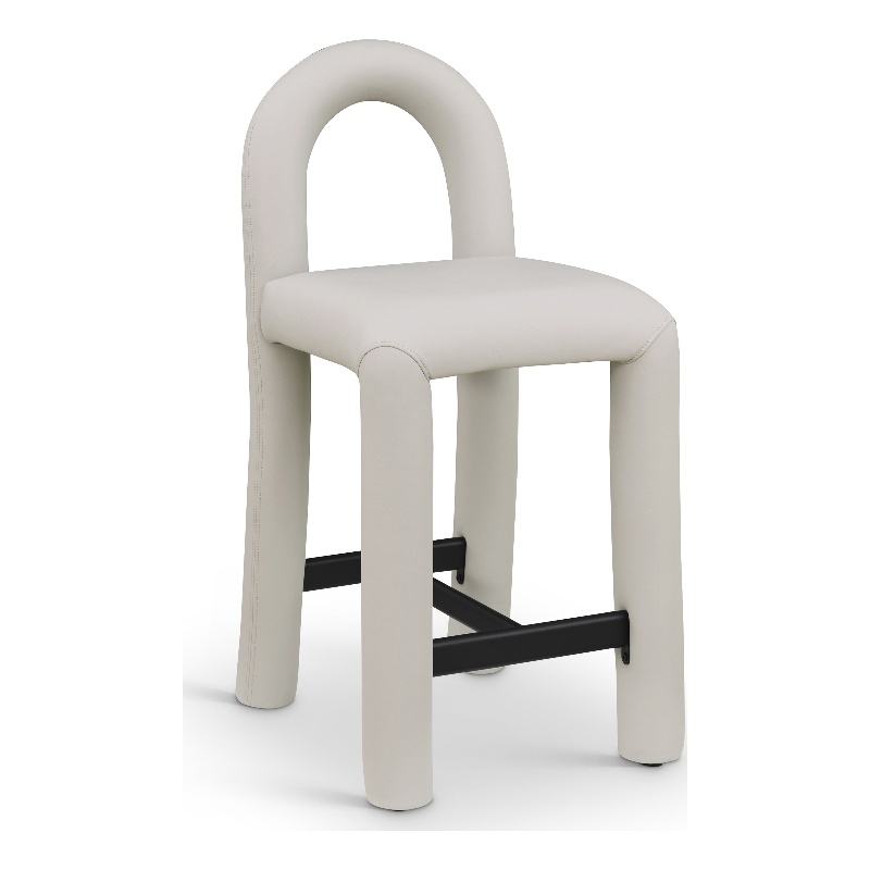 Meridian Furniture Amari Taupe Vegan Leather Stool