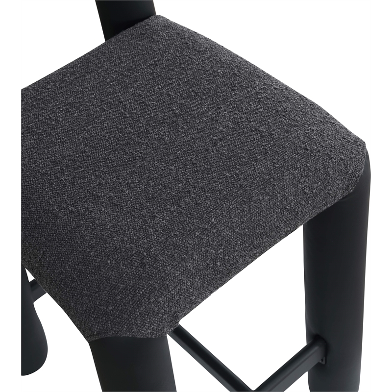 Meridian Furniture Amari Black Boucle Fabric and Vegan Leather Stool