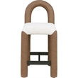 Meridian Furniture Amari Brown Boucle Fabric and Cream Vegan Leather Stool