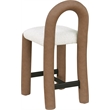 Meridian Furniture Amari Brown Boucle Fabric and Cream Vegan Leather Stool