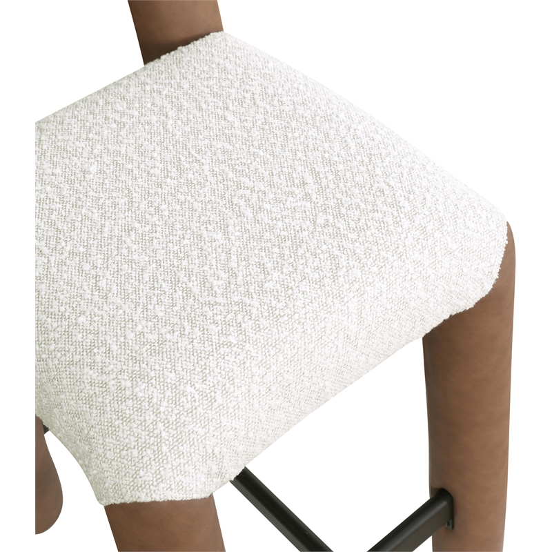 Meridian Furniture Amari Brown Boucle Fabric and Cream Vegan Leather Stool