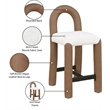 Meridian Furniture Amari Brown Boucle Fabric and Cream Vegan Leather Stool