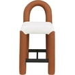 Meridian Furniture Amari Cognac Boucle Fabric and Cream Vegan Leather Stool