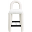 Meridian Furniture Amari Cream Boucle Fabric and Vegan Leather Stool