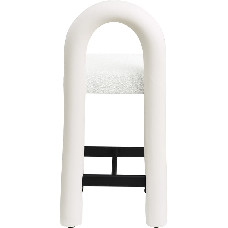 Meridian Furniture Amari Cream Boucle Fabric and Vegan Leather Stool