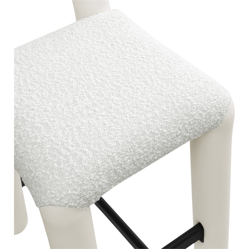 Meridian Furniture Amari Cream Boucle Fabric and Vegan Leather Stool