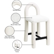 Meridian Furniture Amari Cream Boucle Fabric and Vegan Leather Stool