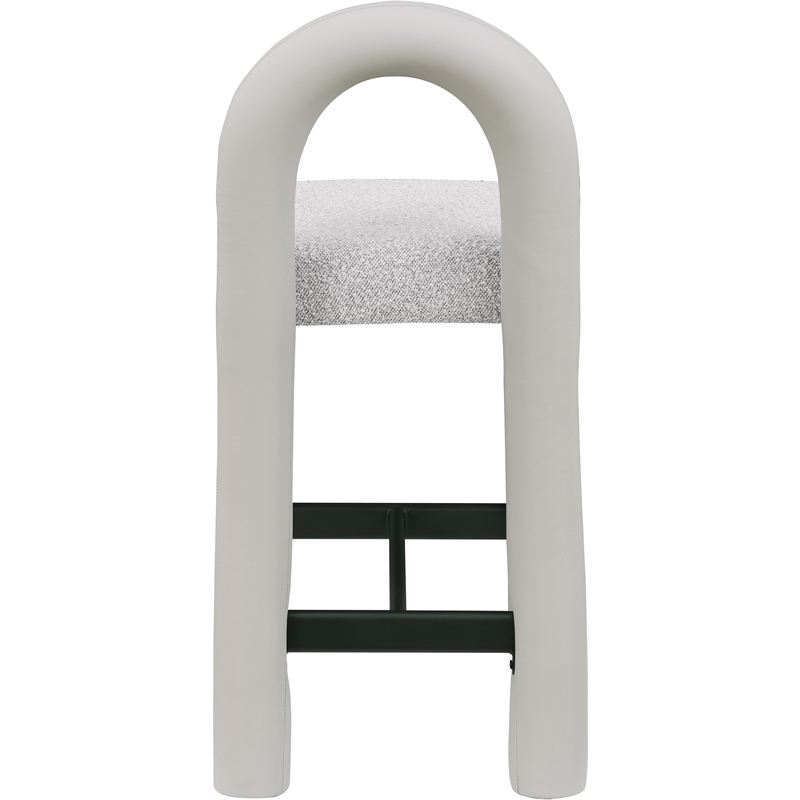 Meridian Furniture Amari Taupe Boucle Fabric and Vegan Leather Stool