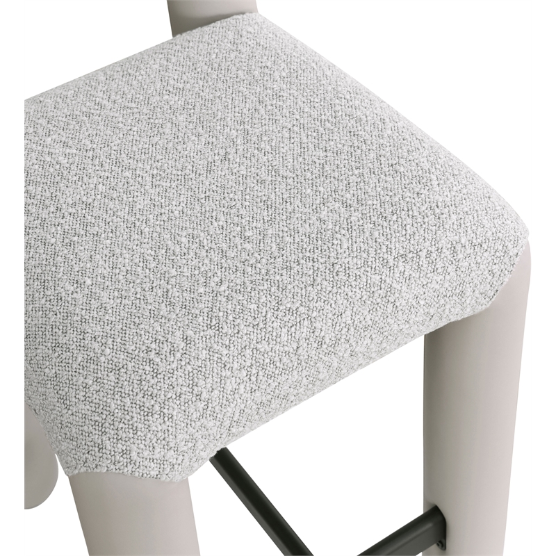 Meridian Furniture Amari Taupe Boucle Fabric and Vegan Leather Stool