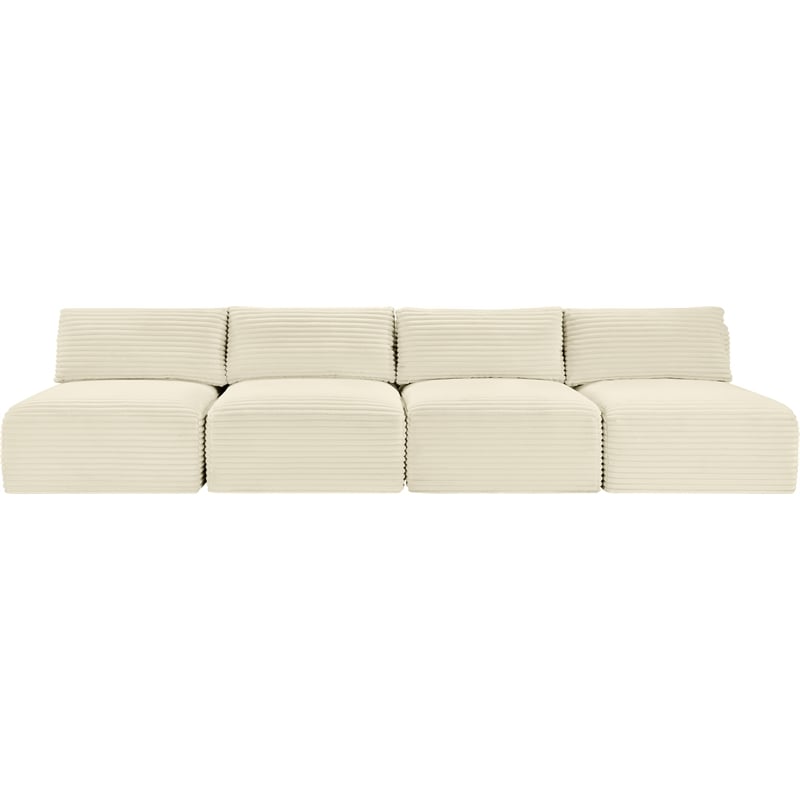 Meridian Furniture 4-Piece Cream Corduroy Performance Fabric Modular Sofa