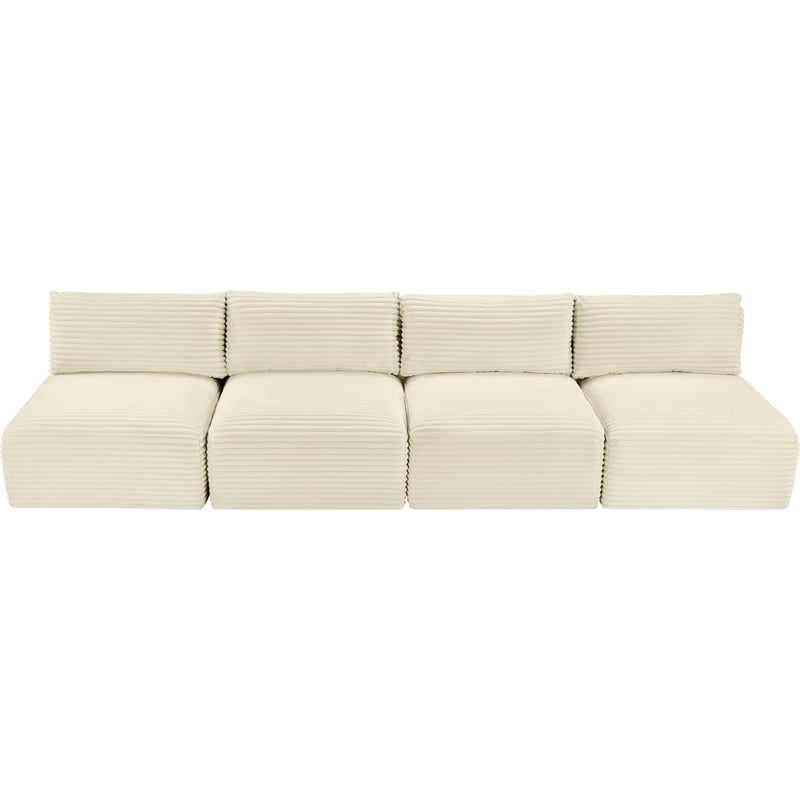 Meridian Furniture 4-Piece Cream Corduroy Performance Fabric Modular Sofa
