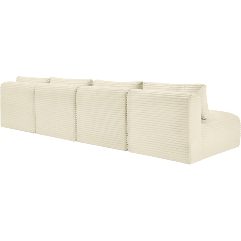 Meridian Furniture 4-Piece Cream Corduroy Performance Fabric Modular Sofa