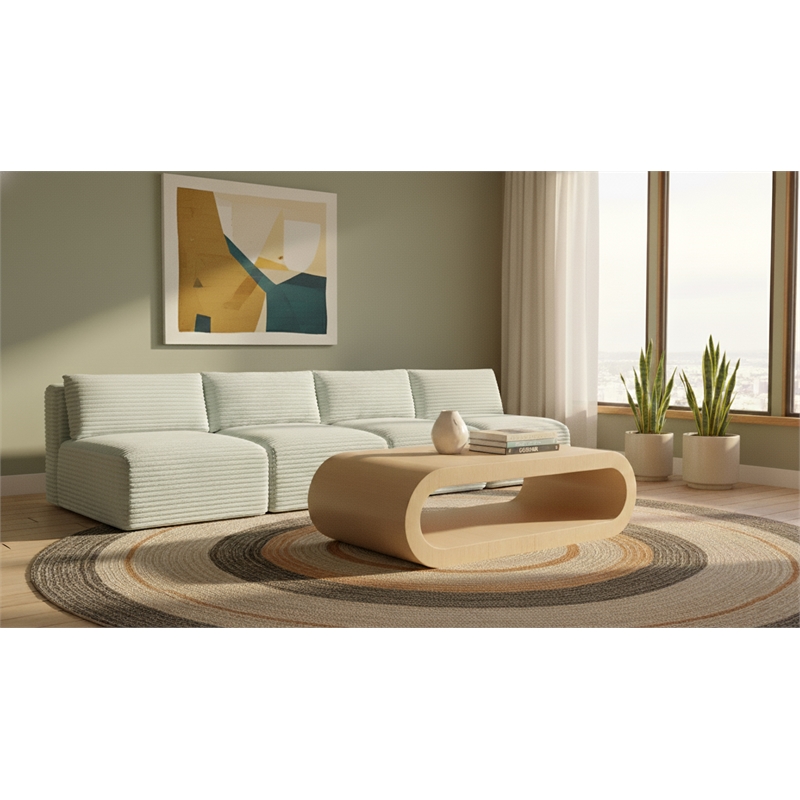 Meridian Furniture 4-Piece Mint Corduroy Performance Fabric Modular Sofa