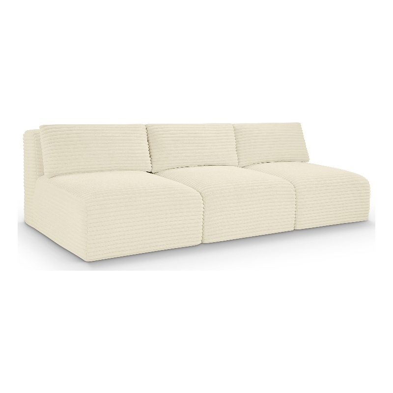 Meridian Furniture 3-Piece Cream Corduroy Performance Fabric Modular Sofa