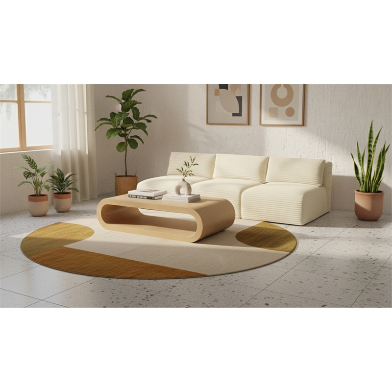 Meridian Furniture 3-Piece Cream Corduroy Performance Fabric Modular Sofa