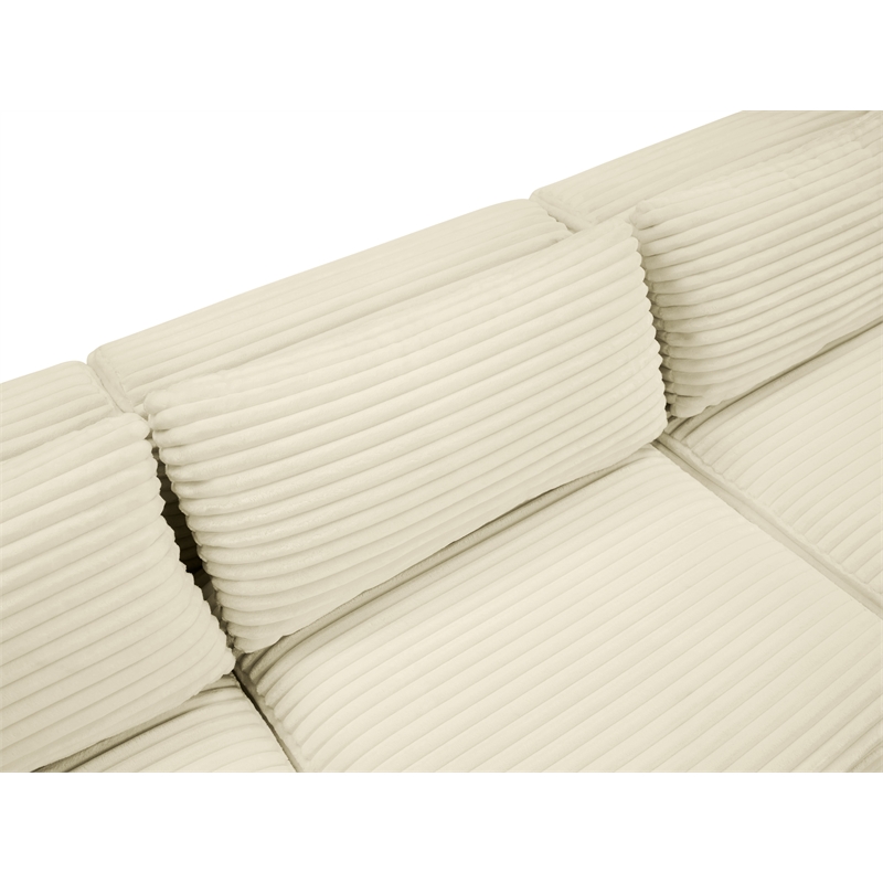 Meridian Furniture 3-Piece Cream Corduroy Performance Fabric Modular Sofa