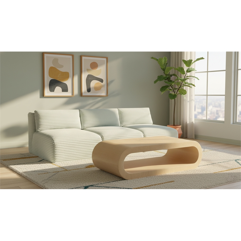 Meridian Furniture 3-Piece Mint Corduroy Performance Fabric Modular Sofa