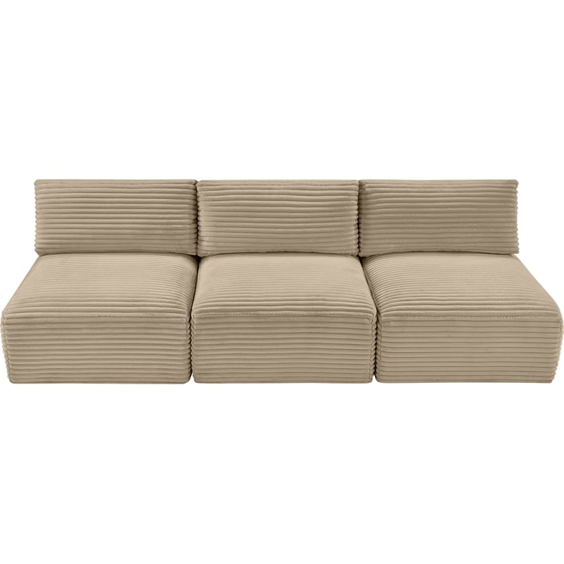 Meridian Furniture 3-Piece Taupe Corduroy Performance Fabric Modular Sofa