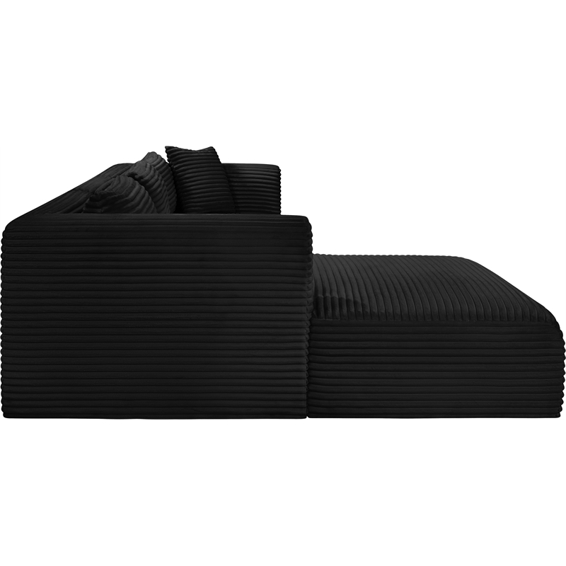 Meridian Furniture 3-Piece Black Corduroy Performance Fabric Modular Sectional