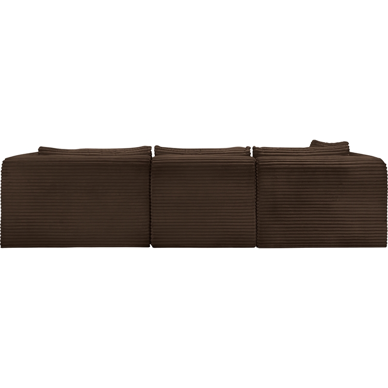 Meridian Furniture 3-Piece Brown Corduroy Performance Fabric Modular Sectional
