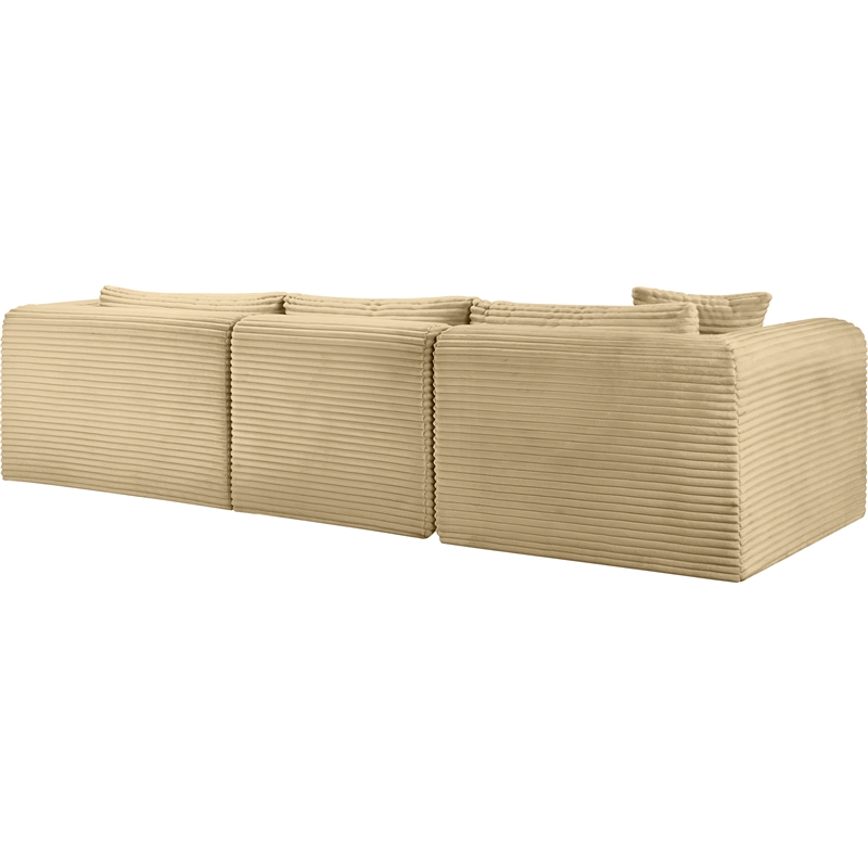 Meridian Furniture 3-Piece Camel Corduroy Performance Fabric Modular Sectional