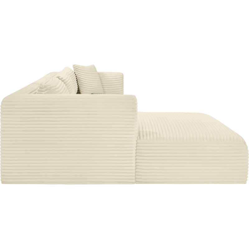 Meridian Furniture 3-Piece Cream Corduroy Performance Fabric Modular Sectional