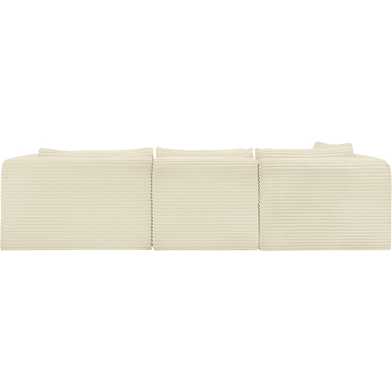 Meridian Furniture 3-Piece Cream Corduroy Performance Fabric Modular Sectional