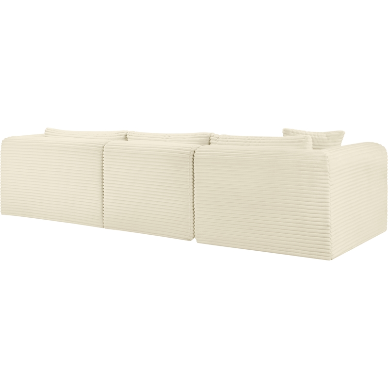 Meridian Furniture 3-Piece Cream Corduroy Performance Fabric Modular Sectional