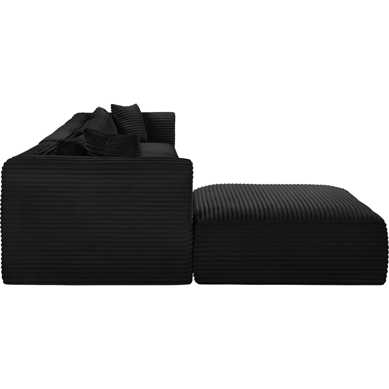 Meridian Furniture 5-Piece Black Corduroy Performance Fabric Modular Sectional