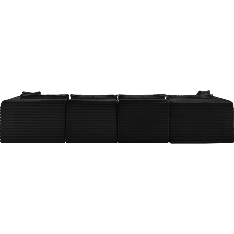 Meridian Furniture 5-Piece Black Corduroy Performance Fabric Modular Sectional