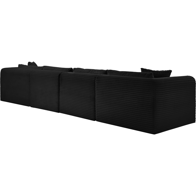 Meridian Furniture 5-Piece Black Corduroy Performance Fabric Modular Sectional