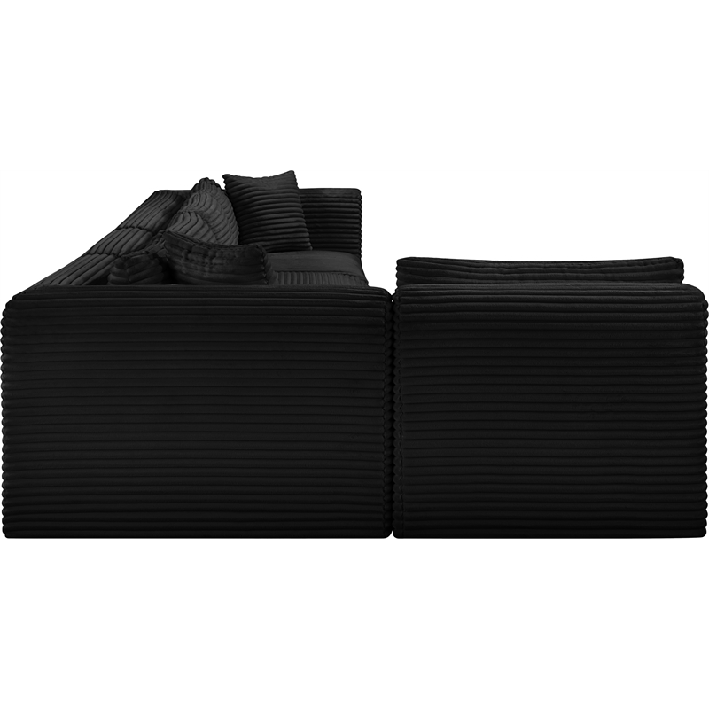 Meridian Furniture 5-Piece Black Corduroy Performance Fabric Modular Sectional