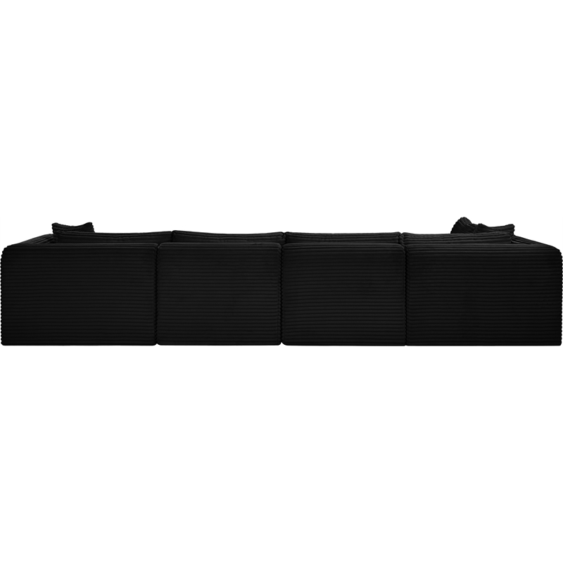 Meridian Furniture 5-Piece Black Corduroy Performance Fabric Modular Sectional