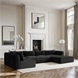 Meridian Furniture 5-Piece Black Corduroy Performance Fabric Modular Sectional