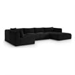 Meridian Furniture 5-Piece Black Corduroy Performance Fabric Modular Sectional