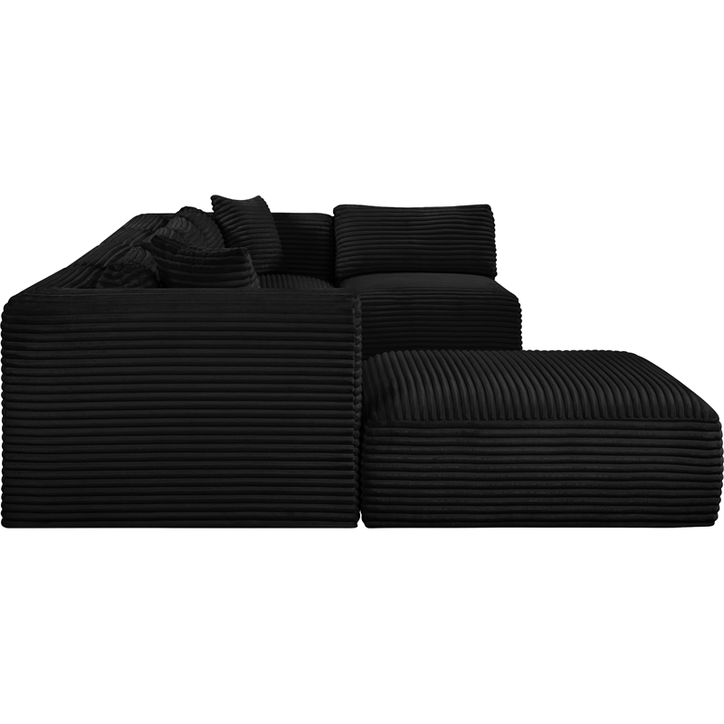 Meridian Furniture 6-Piece Black Corduroy Performance Fabric Modular Sectional