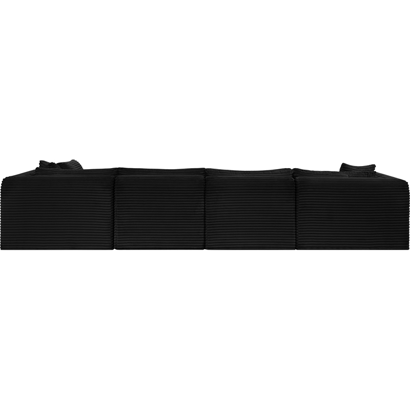 Meridian Furniture 6-Piece Black Corduroy Performance Fabric Modular Sectional