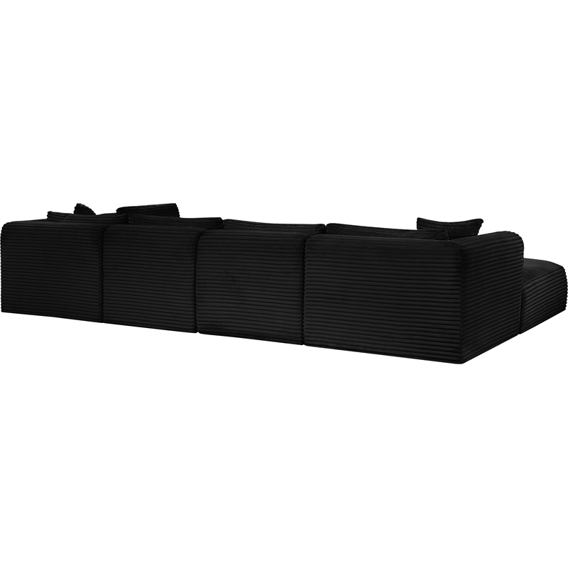 Meridian Furniture 6-Piece Black Corduroy Performance Fabric Modular Sectional